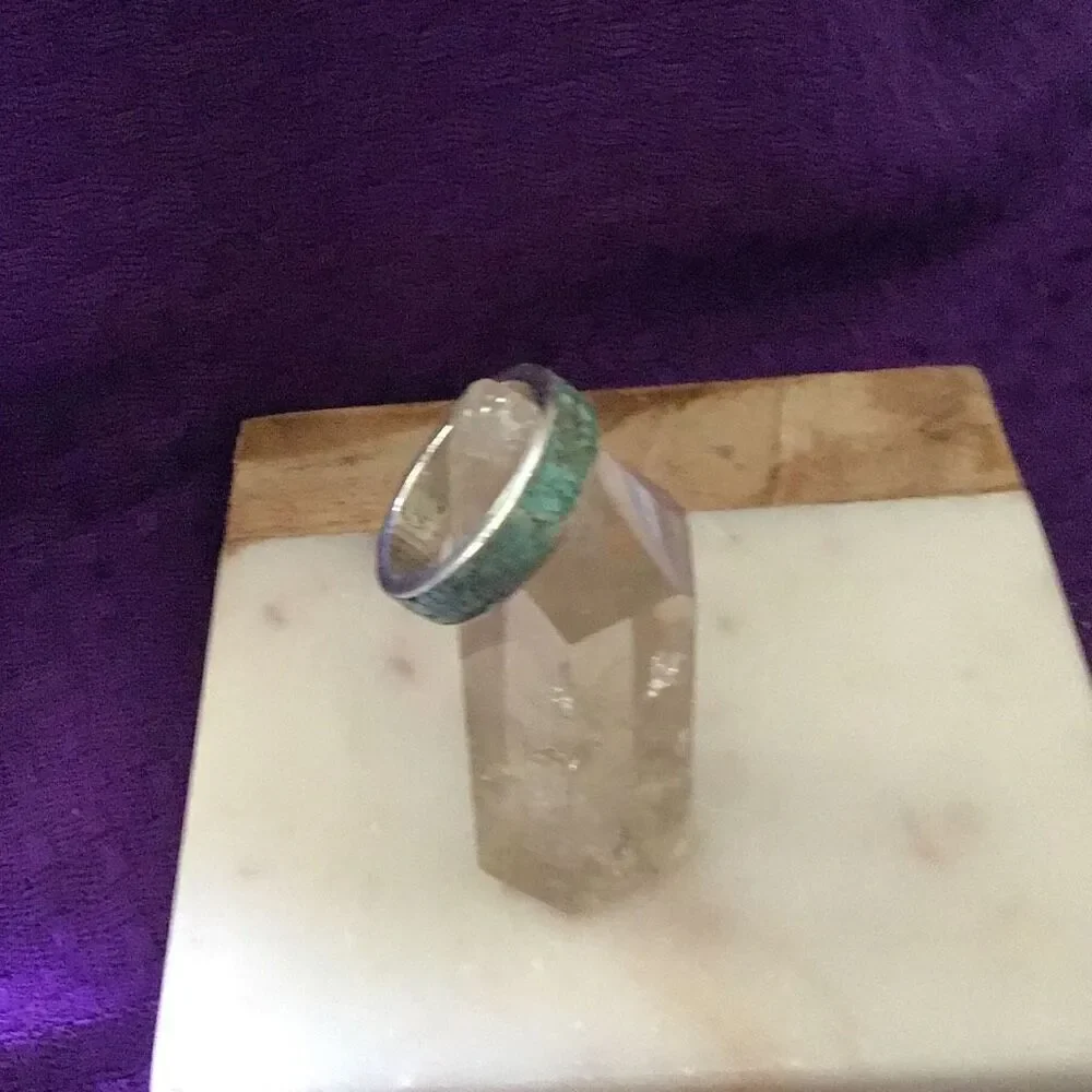 Ring, Sterling Silver with Inlaid Turquoise Ring, size 9.5, New with Tags, Handm